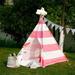 Modern Home Children s Canvas Tepee Set with Travel Case - Pink Stripes