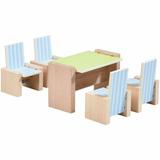 HABA Little Friends Dining Room - Wooden Dollhouse Furniture for 4 Bendy Dolls