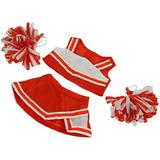 Red and White Cheerleader Outfit Teddy Bear Clothes Fits Most 8 to 10 Stuffed Animals