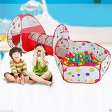 Kids Play Tent with Tunnel and Ball Pit HURRISE 3 in 1 Child Baby Playhouse Tent