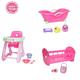 JC Toys Deluxe Doll Accessory Bundle featuring High Chair Crib Bath and Accessories for dolls up to 11 .