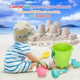 10PCS Beach Toys Set Soft Plastic Pool Toy s/Bath Toys with Mesh Bag Bucket Shovels Rakes Lots of Sand Molds for Kids Toddler BPA Free