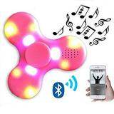 LED Light Switch MINI Bluetooth Speaker Music light up Fidget Spinner EDC Hand Spinner For Autism And Kids Fidget Toy(Pink)