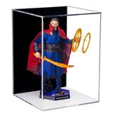 Deluxe Clear Acrylic Figurine Display Case with Black Back and Wall Mount for Hot Toy Doll Bobblehead Action Figure or Collectible Toy Figure (A087-BB-VWM)