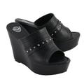 Milwaukee Leather MBL9408 Women s Black Open Toe Fashion Casual Platform Wedges with Rivet Details 7