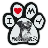 Picture Paws | Dog Paw Shaped Magnets: I Love My Mini Schnauzer | Car Magnet