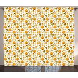 Bee Curtains 2 Panels Set Happy Smiling Bumble Bees Theme with Honey Jars Beehives and Bouquet of Sunflowers Window Drapes for Living Room Bedroom 108W X 90L Inches Multicolor by Ambesonne