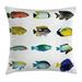 Ocean Animal Decor Throw Pillow Cushion Cover Egyptian Fish with Bannerfish Goldfish Parrotfish Wild Nature Red Sea Theme Decorative Square Accent Pillow Case 16 X 16 Inches Multi by Ambesonne