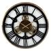 DecMode 32 Black Stainless Steel Gear Wall Clock