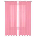 Decotex 2 Piece Elegant Solid Sheer Window Curtain Panels Treatment Drapes (55 X 120 Light Pink)