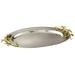 Leeber 70037 Elegance Gilt Leaf Oval Hammered Stainless Steel Tray 16.5 x 10 in.