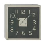 Decmode 12 Inch Modern Square Black Stainless Steel Wall Clock Black