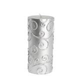 Jeco CPZ-070 3 x 6 in. Scroll Pillar Candle Silver