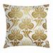 Gold and White Throw Pillow Cushion Cover Damask Ombre Abstract Image with Floral Asian Inspired Details Print Decorative Square Accent Pillow Case 16 X 16 Inches Yellow and White by Ambesonne