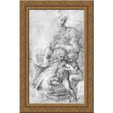 Madonna Child and St.John the Baptist 18x24 Gold Ornate Wood Framed Canvas Art by Michelangelo