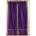 Purple Tie Top Sheer Sari Curtain / Drape / Panel - 43W x 63L - Pair
