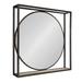 Kate and Laurel McCauley Decorative Rustic Modern Round Vanity Mirror with Square Metal Frame and Wood Shelf Bronze