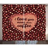 I Love You More Curtains 2 Panels Set Happy Valentine s Day Celebration Coffee and Love Theme with Hearts Window Drapes for Living Room Bedroom 108W X 96L Inches Coral Peach Brown by Ambesonne