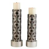 Chestnut Bamboo Weave Candleholders - Set of 2