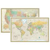 RMC Classic United States USA and World Wall Map Set - Laminated