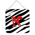 Carolines Treasures CJ1024-MDS66 Letter M Initial Monogram - Zebra Red Wall or Door Hanging Prints 6x6 multicolor