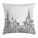 Modern Decor Throw Pillow Cushion Cover European City Landscape Sketchy Artistic Painting with Landsmarks Image Decorative Square Accent Pillow Case 16 X 16 Inches Black and White by Ambesonne