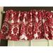 flocking damask taffeta window valance 56 wide red on white