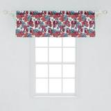 Ambesonne Vintage Window Valance Pomegranate Fruit Hibiscus Flower Monstera Leaves Birds and Butterflies Curtain Valance for Kitchen Bedroom Decor with Rod Pocket 54 X 18 Blue Vermilion Maroon