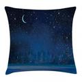 Moon Decor Throw Pillow Cushion Cover Mystic Winter Wonderland with Starry Sky Dark Night Magical Forest Landscape Decorative Square Accent Pillow Case 18 X 18 Inches Dark Blue by Ambesonne