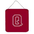 Letter Q Initial Monogram - Maroon and White Wall or Door Hanging Prints