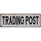 TRADING POST Vintage Look Rustic Metal 6x18 Sign City State 106180041341