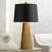 Possini Euro Design Obelisk Modern Table Lamp 26 High Gold Leaf Tapered Column Black Paper Drum Shade for Bedroom Living Room Bedside Nightstand Home