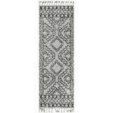 nuLOOM Vasiliki Moroccan Shag Tasseled Runner Rug 2 6 x 8 Gray