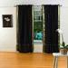 Lined-Black Rod Pocket Sheer Sari Curtain / Drape / Panel - 80W x 96L - Pair