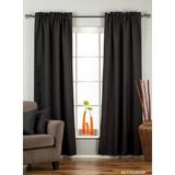 Lined-Black Rod Pocket Matka Raw Silk Curtain / Drape - 80W x 108L - Piece