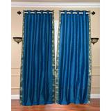 Turquoise Ring Top Sheer Sari Curtain / Drape / Panel - 60W x 96L - Piece