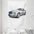 Teen Room Decor Tapestry Modern Trendy Cool Car Automobile Fancy Speed Vehicle Illustration Wall Hanging for Bedroom Living Room Dorm Decor 60W X 80L Inches Silver Grey Blue by Ambesonne