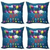 65th Birthday Throw Pillow Cushion Case Pack of 4 Special Day for 65 Years Old Surprise Balloons in Colorful Design Modern Accent Double-Sided Print 4 Sizes Multicolor by Ambesonne