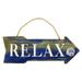 Beachcombers Relax Directional Wood Arrow Blue Wall Plaque 16 Inches