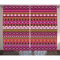 Pink Curtains 2 Panels Set Traditional African Motifs and Borders Ethnic Tribal Accents Vintage Native Folk Art Window Drapes for Living Room Bedroom 108W X 90L Inches Multicolor by Ambesonne