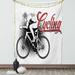 Sports Tapestry Cycling Man Illustration Dotted Setting Biking Athletics Human Powered Vehicle Wall Hanging for Bedroom Living Room Dorm Decor 60W X 80L Inches Black White Red by Ambesonne