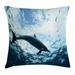 Sea Animals Decor Throw Pillow Cushion Cover Bottlenose Dolphin Poops in Ocean Marine Underwater Aquatic Wildlife Theme Decorative Square Accent Pillow Case 20 X 20 Inches Blue Grey by Ambesonne