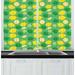 Lemons Curtains 2 Panels Set Messy Spotted Lime Drawings and Slices on Leaves Background Window Drapes for Living Room Bedroom 55W X 39L Inches Sea Green Fern Green and Yellow by Ambesonne