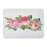 GODPOK Birthday Pink Floral Watercolor Bouquet of Roses White Beautiful Drawing Rug Doormat Bath Mat 23.6x15.7 inch