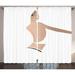 Girls Curtains 2 Panels Set View of a Sexy Woman in White Looking from Her Back Feminine Fashion Art Illustration Print Window Drapes for Living Room Bedroom 108W X 90L Inches Tan by Ambesonne
