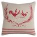 Rizzy Home Farmhouse Rooster Cotton With Zipper Closer Decorative Throw Pillow 20 x 20 Red