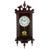 Bedford Clock Collection Classic 31 Chiming Wall Clock With Roman Numerals And A Swinging Pendulum in a Cherry Oak Finish