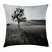 Black and White Decorations Throw Pillow Cushion Cover Lonely Tree Rural Landscape Nature Hills Outdoors Decorative Square Accent Pillow Case 18 X 18 Inches Light Grey Black White by Ambesonne
