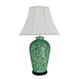 Aspen Creative 40013 33 1/2 High Traditional Ceramic Table Lamp Green with Dark Brown Wood Base and Oval Bell Shaped Lamp Shade in Off White 20 x 11 Wide