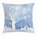 Winter Throw Pillow Cushion Cover Abstract Winter Imagery with Snowy Weather Deer and other Animals Seasonal Theme Decorative Square Accent Pillow Case 20 X 20 Inches Blue White by Ambesonne